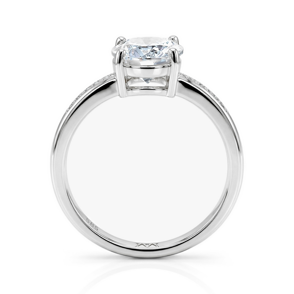 Ophelia - Forlovelsesring med moissanite og pavéfattede sidesten