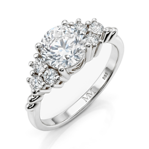 Astral - Moissaniteforlovelsesring med sidesten