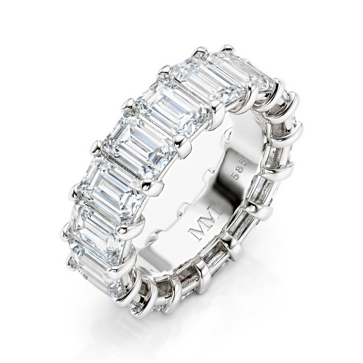 Eterna - Alliancering med moissanite i smaragdslibning