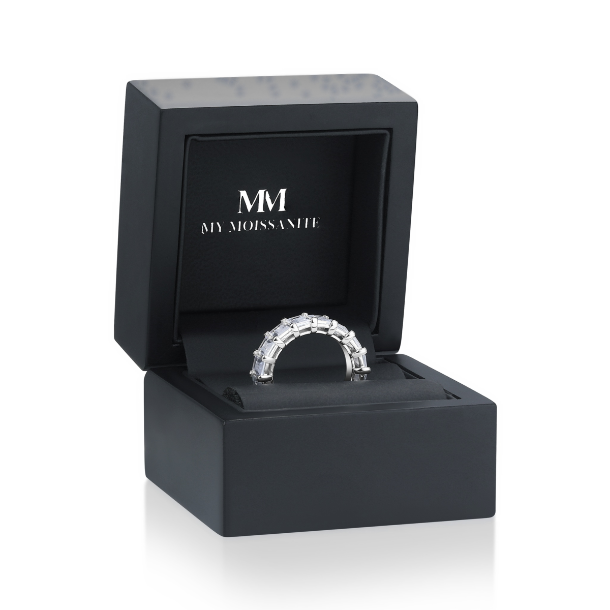 Eterna - Alliancering med moissanite i smaragdslibning