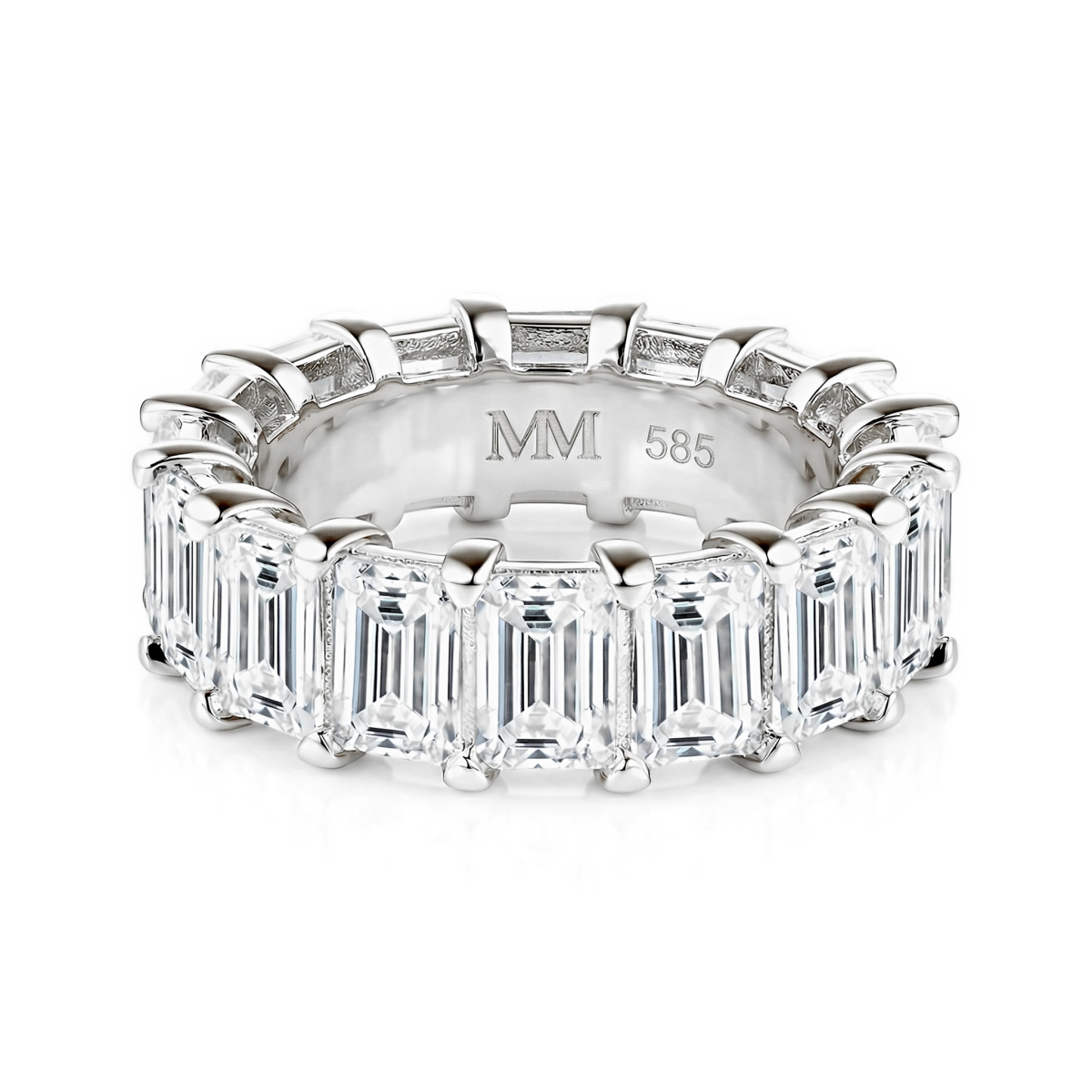 Eterna - Alliancering med moissanite i smaragdslibning