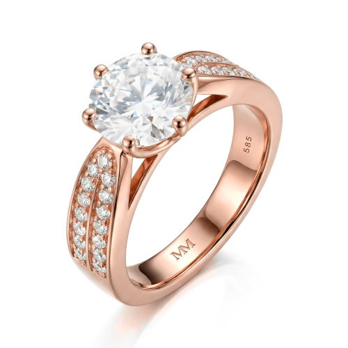 Sylphie – Forlovelsesring med moissanite og dobbelte sidesten
