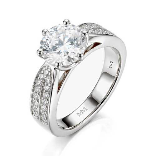 Sylphie – Forlovelsesring med moissanite og dobbelte sidesten