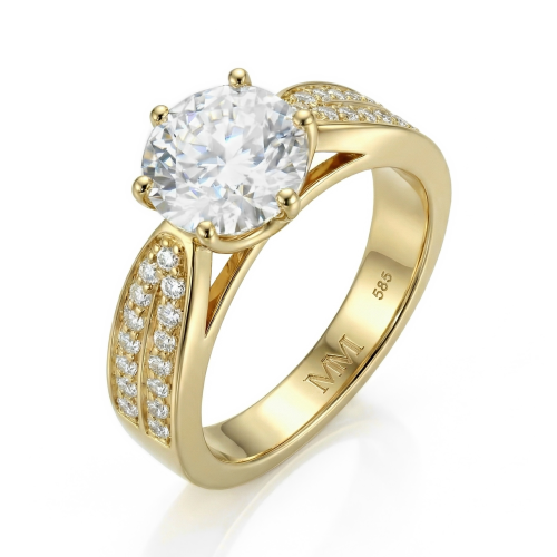 Sylphie – Forlovelsesring med moissanite og dobbelte sidesten