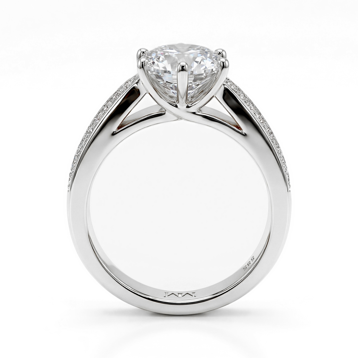 Sylphie - Forlovelsesring med moissanite og dobbelte sidesten