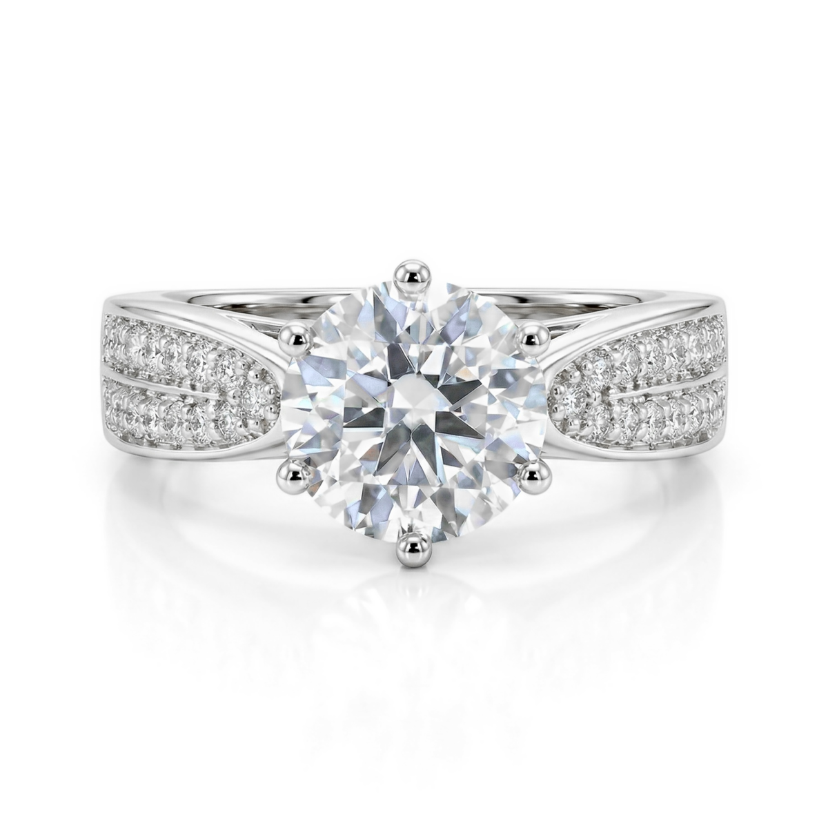 Sylphie - Forlovelsesring med moissanite og dobbelte sidesten
