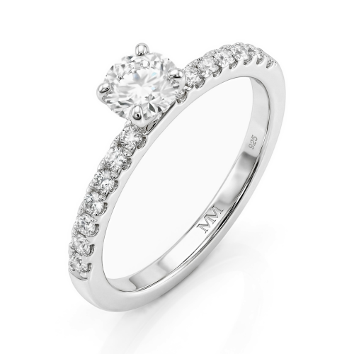 Finesse - Moissaniteforlovelsesring med sidesten