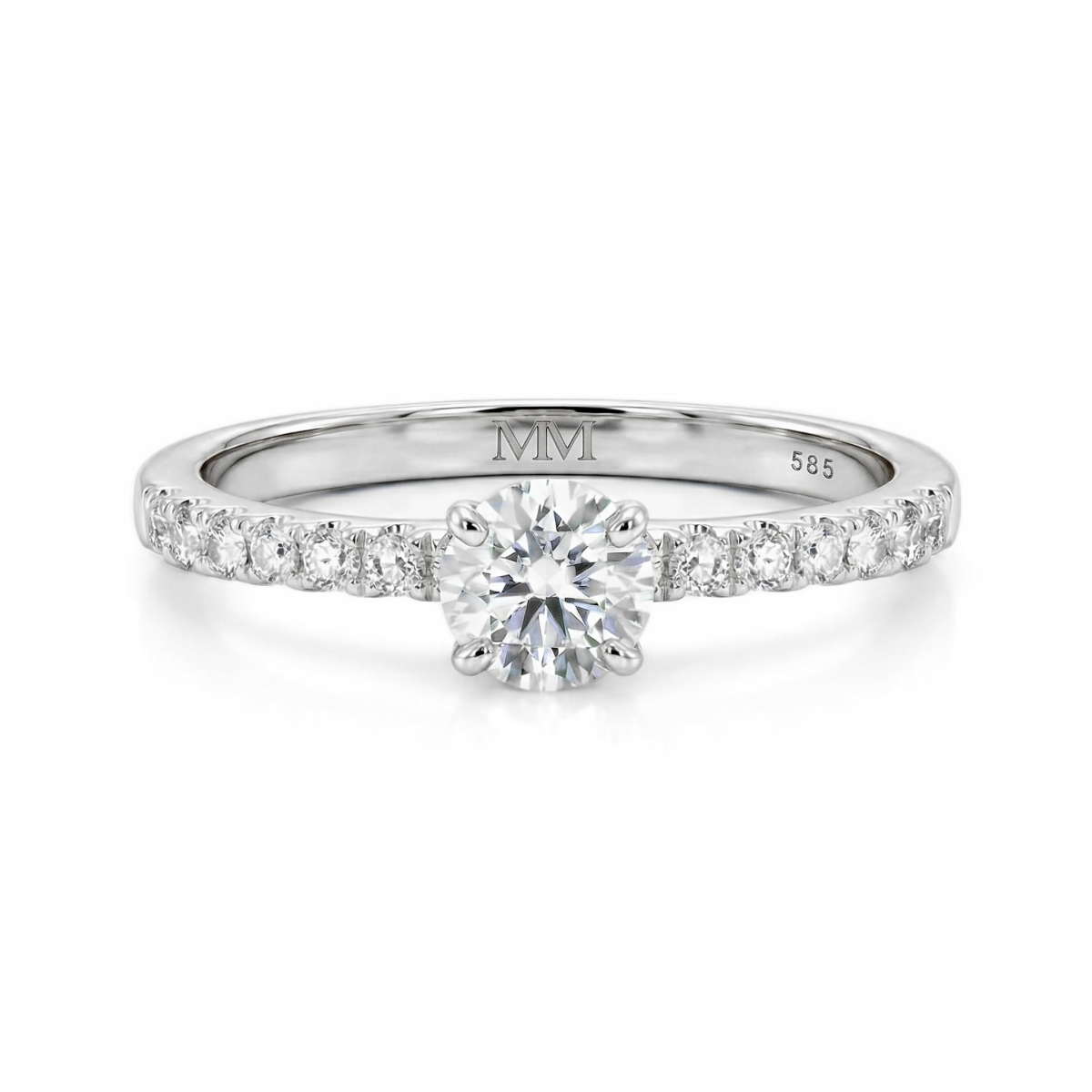 Finesse - Moissaniteforlovelsesring med sidesten