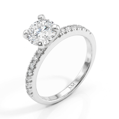 Finesse - Moissaniteforlovelsesring med sidesten