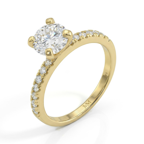 Finesse - Moissaniteforlovelsesring med sidesten