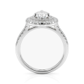 Athena - Forlovelsesring med dråbeformet moissanite, dobbelt halo og pavéfattet ringskinne
