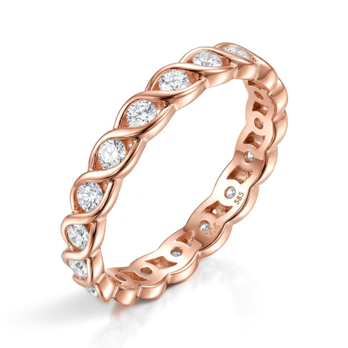 Celestine - Snoet alliancering med moissanite i kassefatning