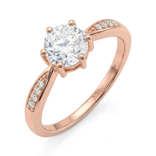 Stellar - Forlovelsesring med moissanite og pavéfattede sidesten