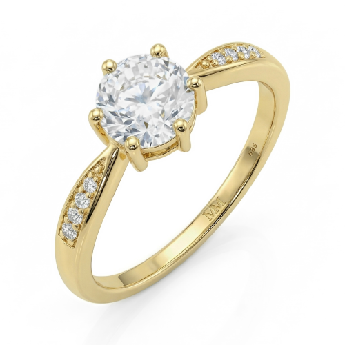 Stellar - Forlovelsesring med moissanite og pavéfattede sidesten