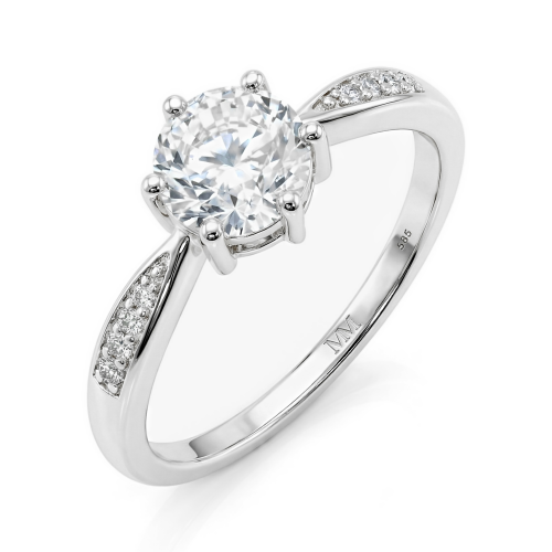 Stellar - Forlovelsesring med moissanite og pavéfattede sidesten