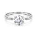 Stellar - Moissaniteforlovelsesring med pavéfattede sidesten og delt ringskinne
