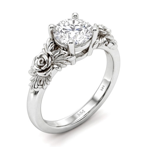 Roselle - Floral forlovelsesring med moissanite og pavéfatning