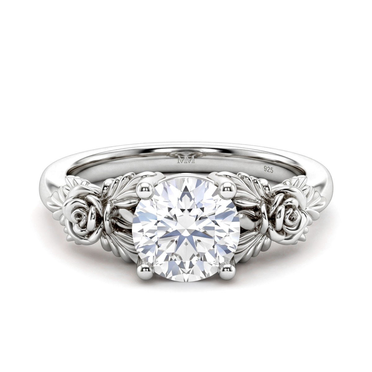 Roselle - Floral forlovelsesring med moissanite og pavéfatning