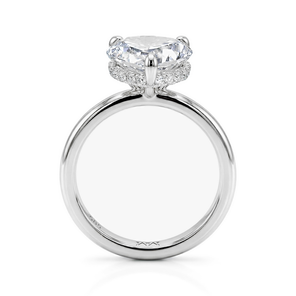 Amorelle - Forlovelsesring med moissanite med hjerteformet slibning og skjult halo