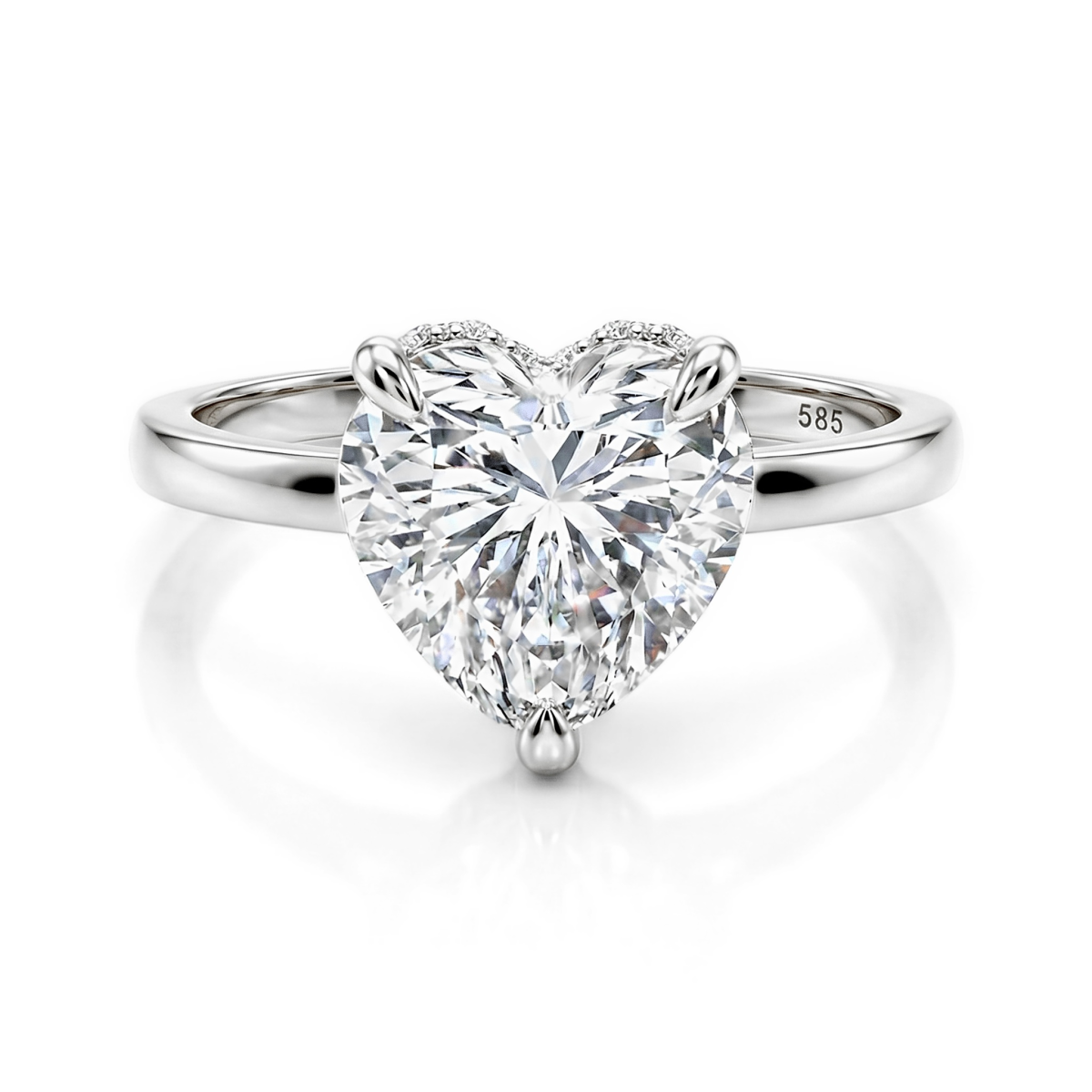 Amorelle - Forlovelsesring med moissanite med hjerteformet slibning og skjult halo