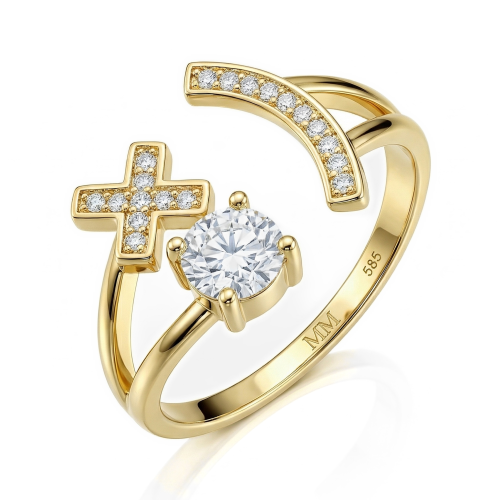 Lexis - Moissanitering med kors- og halvmånepavédesign