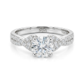 Mirari - Moissanite-forlovelsesring med snoet delt ringskinne og pavéfattede accentsten