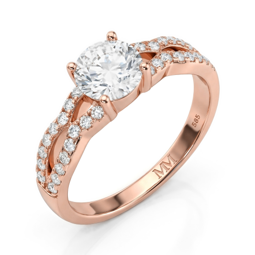 Verity - Moissaniteforlovelsesring med snoet ringskinne