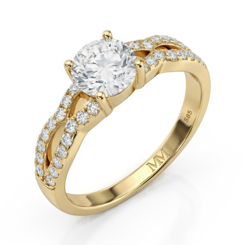 Verity - Moissaniteforlovelsesring med snoet ringskinne
