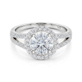 Regalyn - Moissaniteforlovelsesring med halo og delt ringskinne