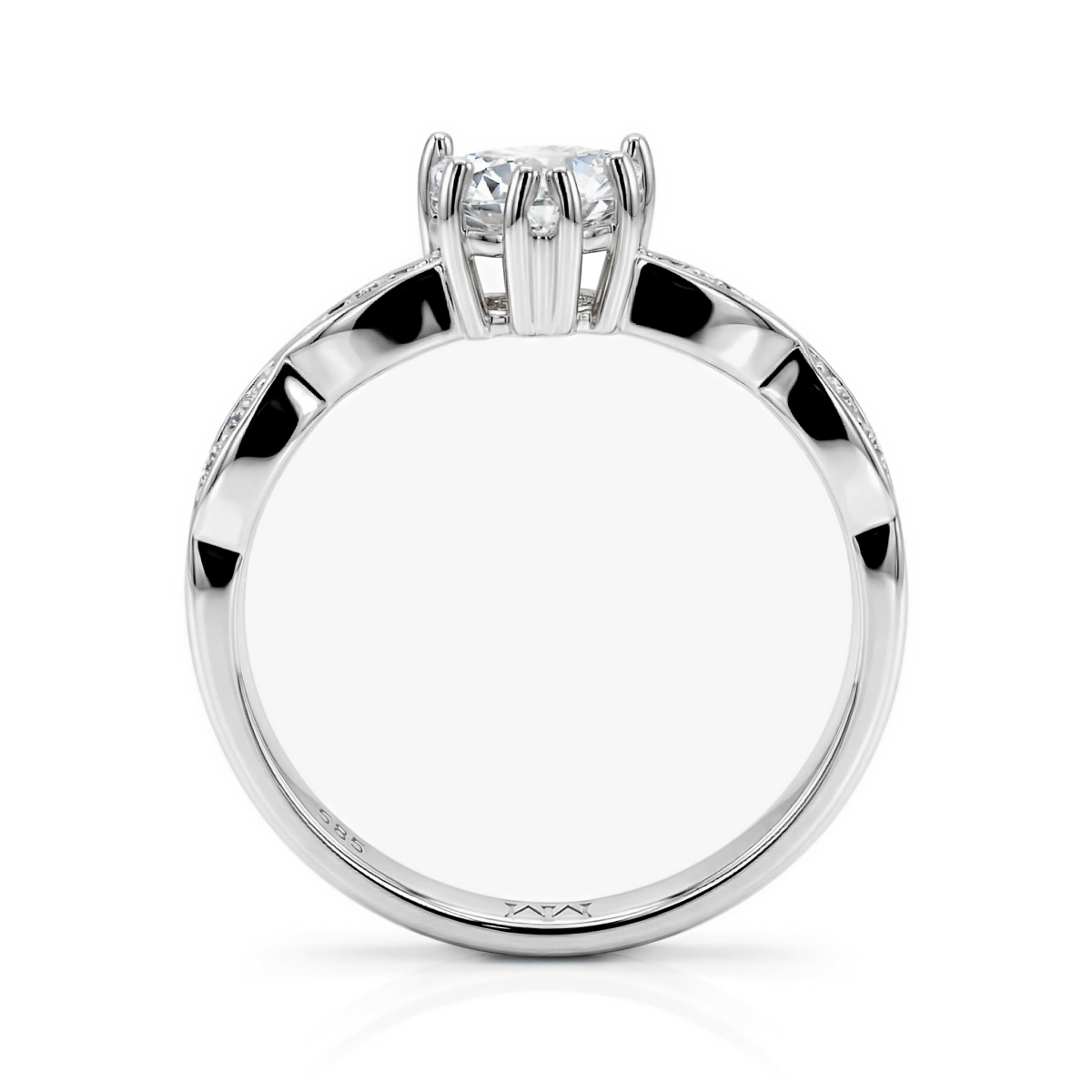 Affection - Forlovelsesring med moissanite i hjerteformet slibning og snoet ringskinne