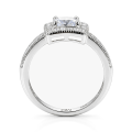 Sanctum - Forlovelsesring med moissanite i cushionslibning, vintagehalo og pavéringskinne