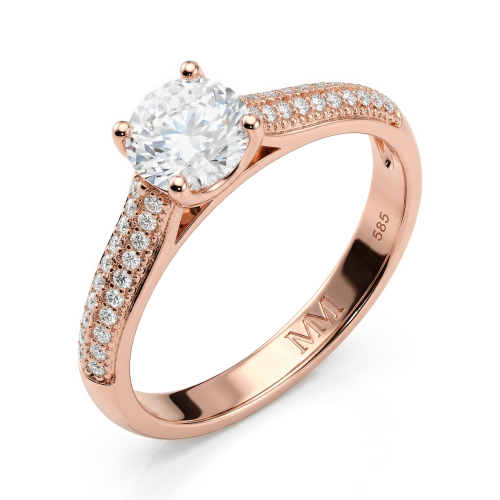 Venette - Moissaniteforlovelsesring med pavéfattede sidesten