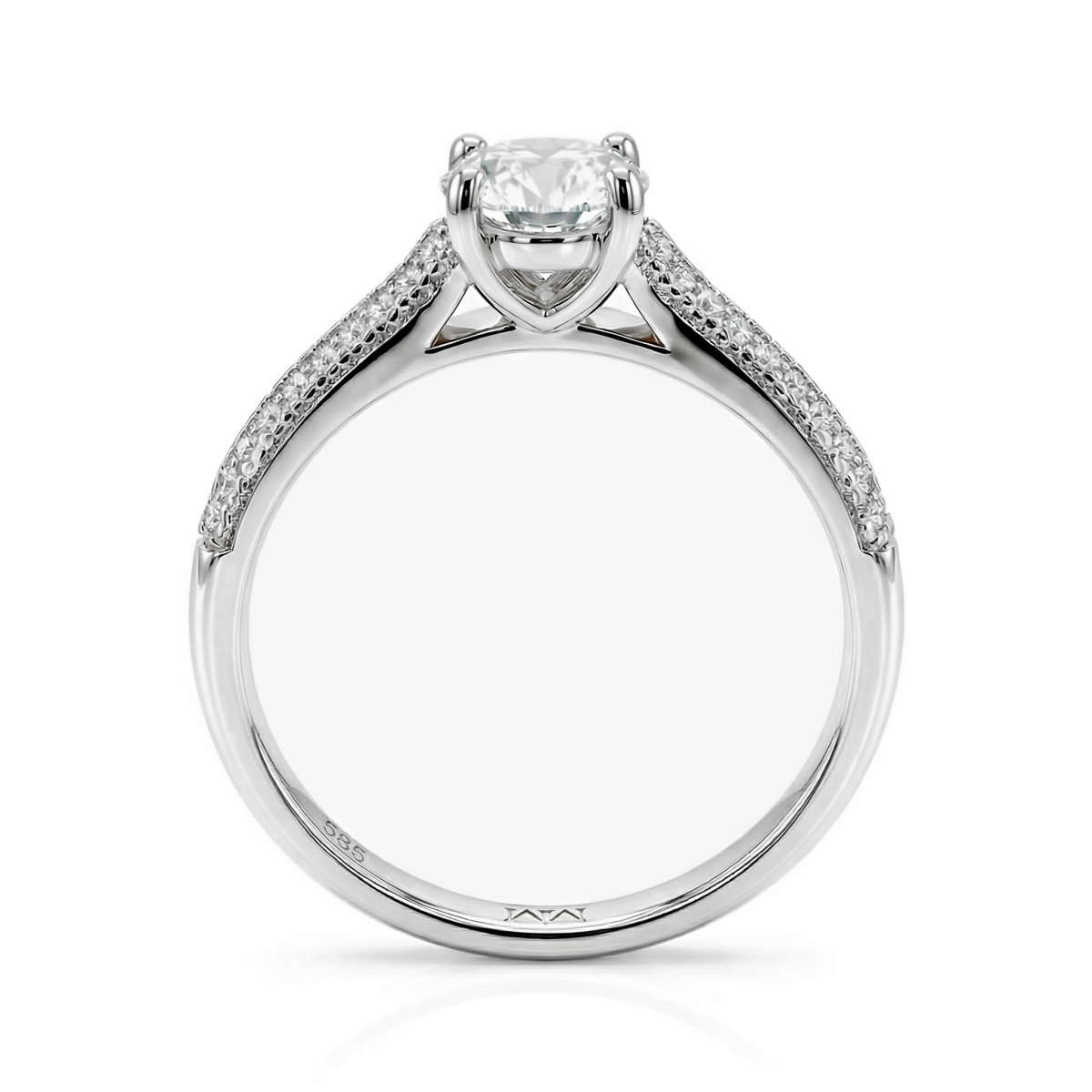 Venette - Moissaniteforlovelsesring med pavéfattede sidesten
