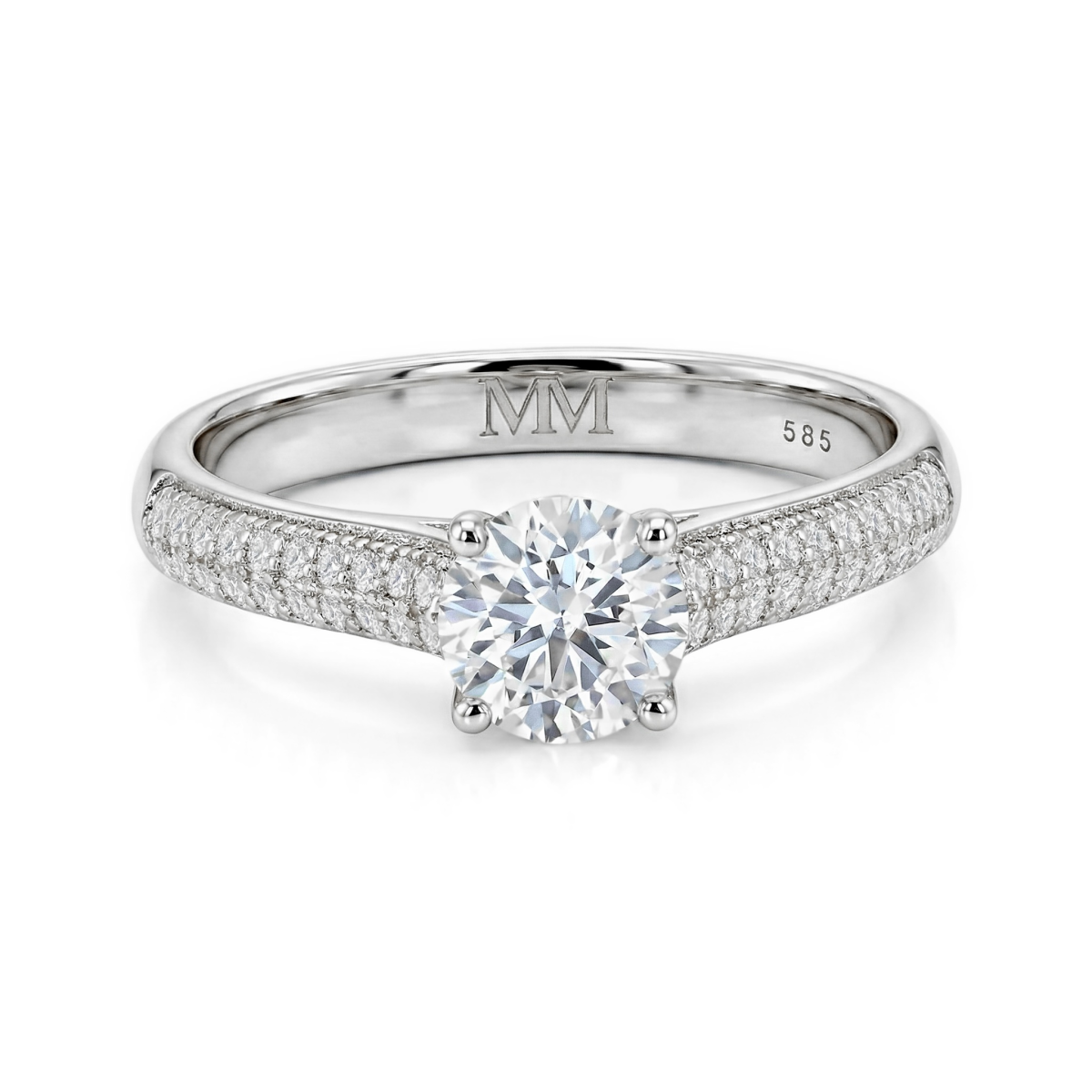 Venette - Moissaniteforlovelsesring med pavéfattede sidesten