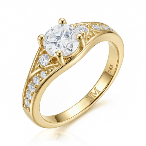 Seraphis - Moissaniteforlovelsesring med sidesten