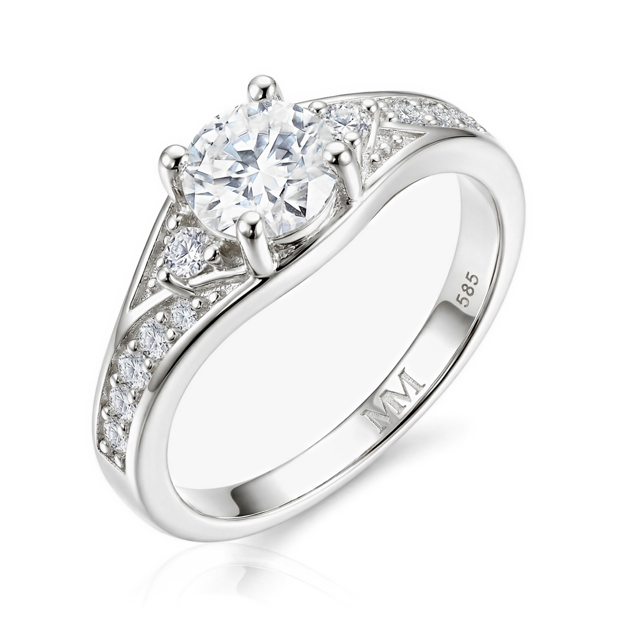 Seraphis - Moissaniteforlovelsesring med sidesten