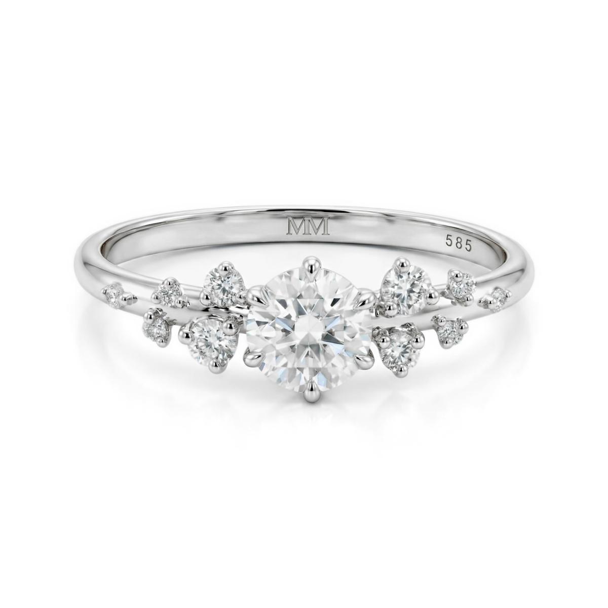 Aurora - Ring med moissanite og minimalistiske sidesten