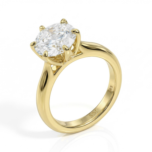 Yulia - Solitairering med moissanite i tulipanfatning