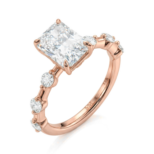 Isla - Ring med moissanite i radiantslibning og sidesten