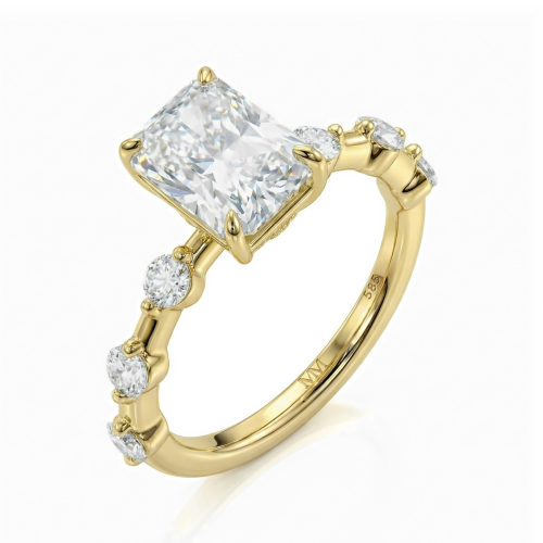 Isla - Ring med moissanite i radiantslibning og sidesten