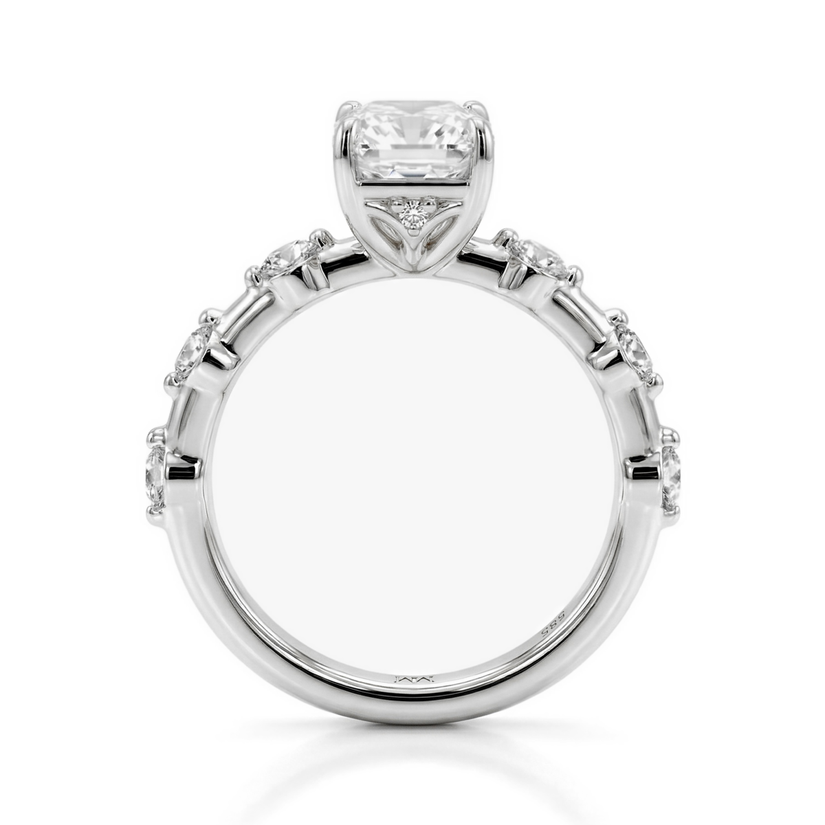 Isla - Ring med moissanite i radiantslibning og sidesten