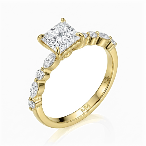 Ava - Ring med moissanite i prinsesseslibning