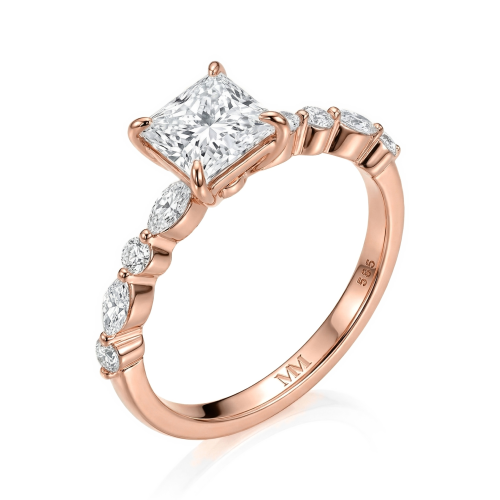 Ava - Ring med moissanite i prinsesseslibning