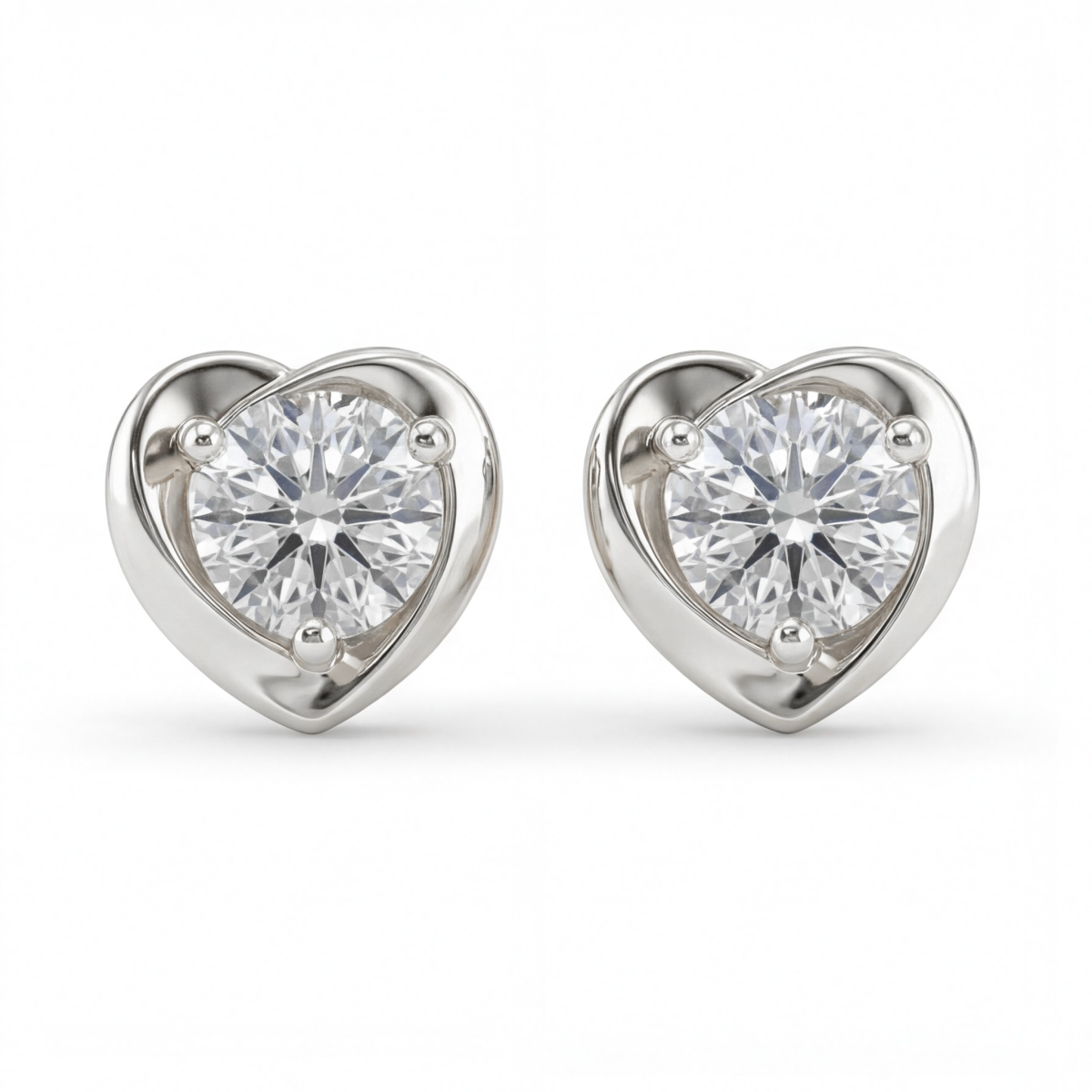 Luster - Hjerteformede ørestikker med moissanite