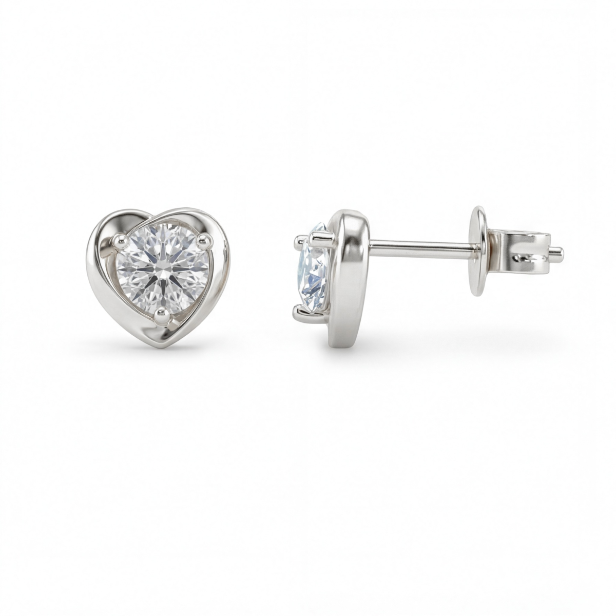 Luster - Hjerteformede ørestikker med moissanite