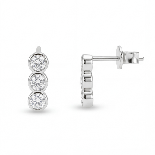 Tri-Bezel - Moissaniteørestikker i kassefatning