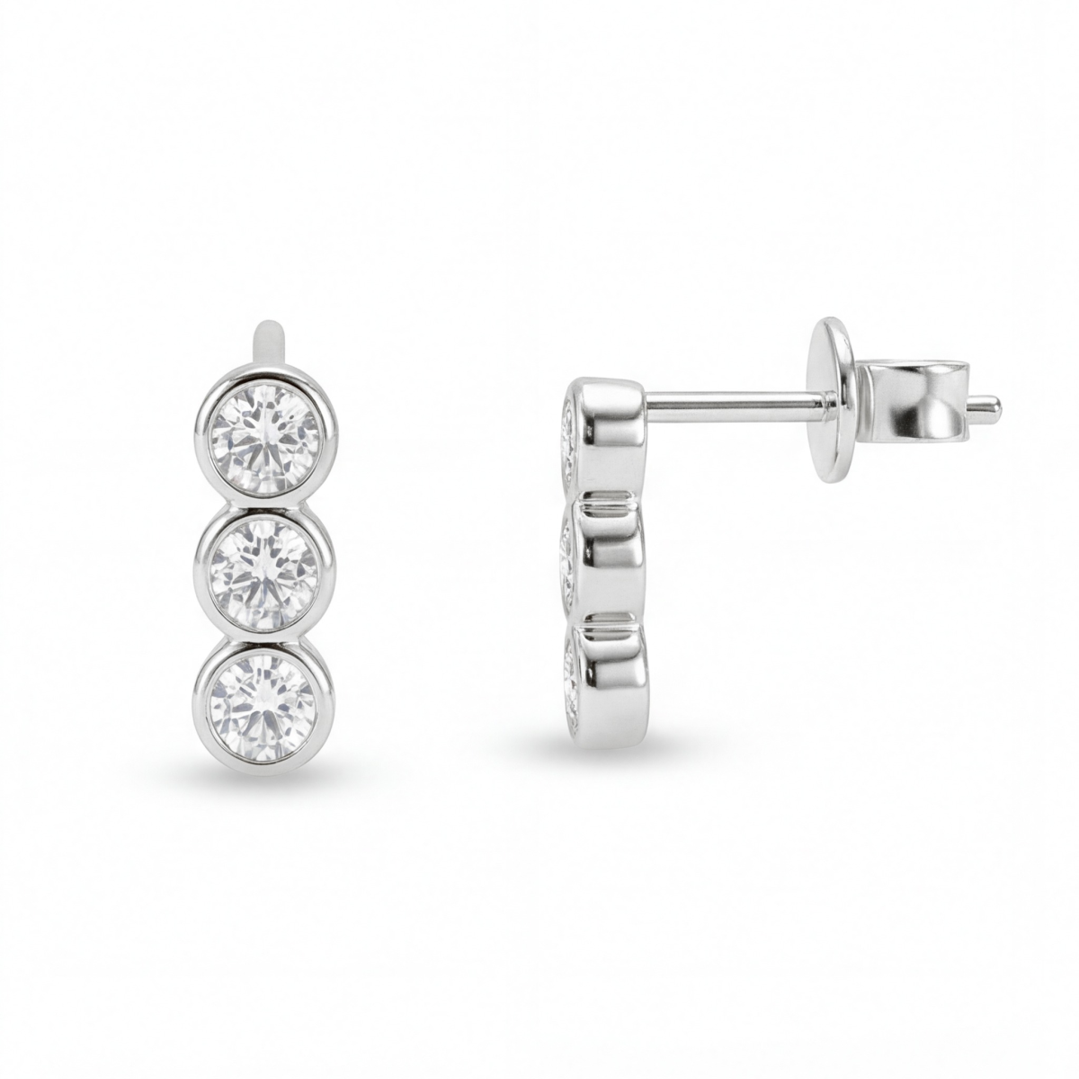 Tri-Bezel - Moissaniteørestikker i kassefatning