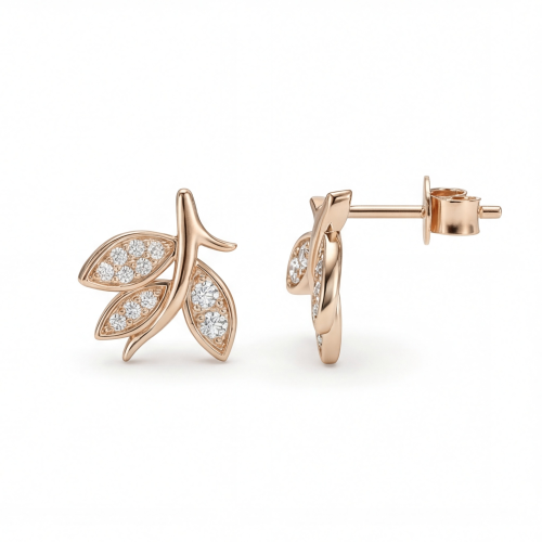 Pavé Leaves - Moissaniteørestikker