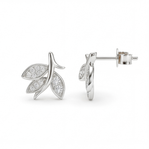 Pavé Leaves - Moissaniteørestikker