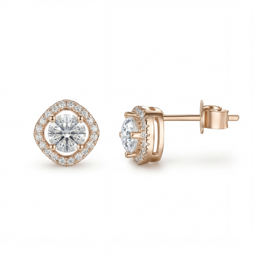 Spaced Halo - Ørestikker med moissanite i halofatning